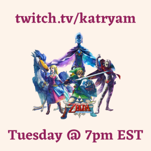 twitch.tv/katryam

Tuesday at 7 pm EST