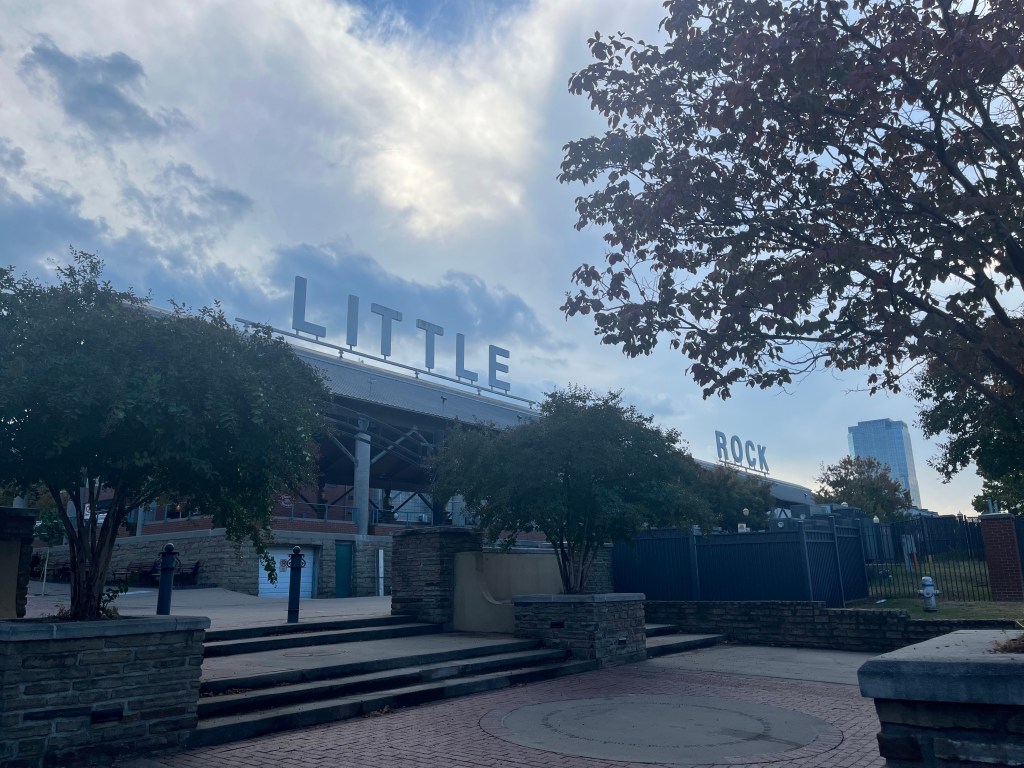 Little Rock sign over a farmers' market pavilion