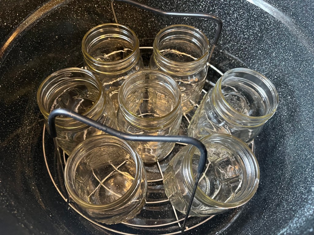 Sanitized ball jars ready to be filled