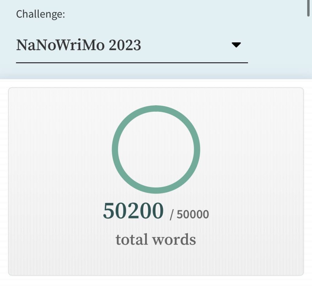 NaNoWriMo 2023: 50200/50000 total words