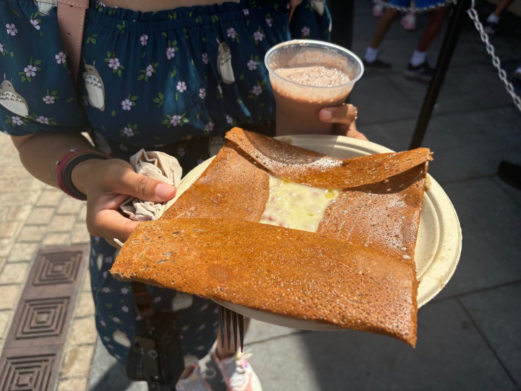 A giant ham and egg crepe