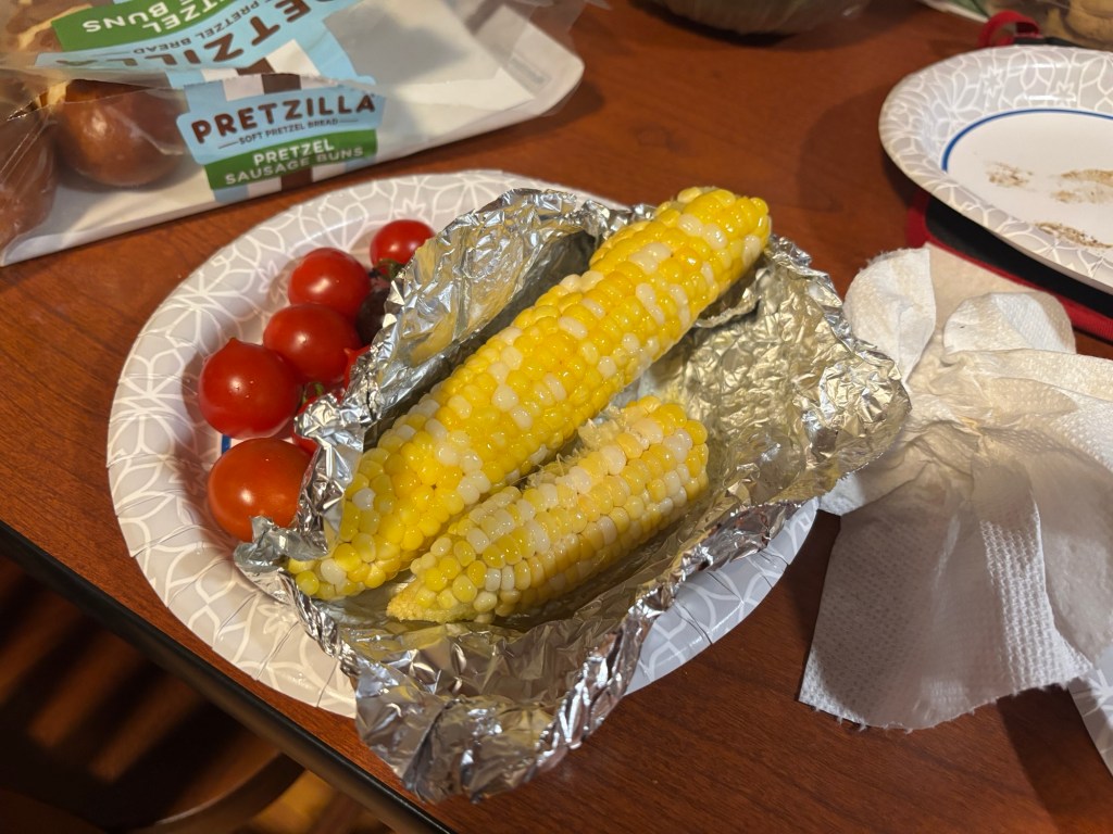 Home grown corn and tomatoes