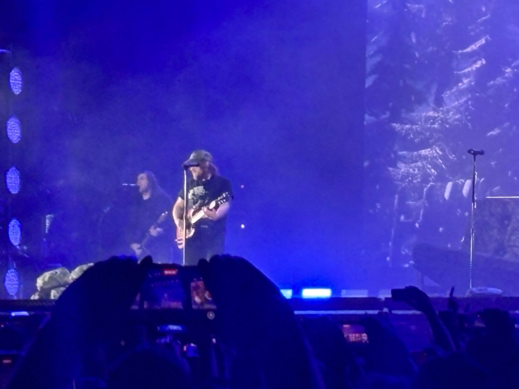 Patrick Stump playing guitar onstage